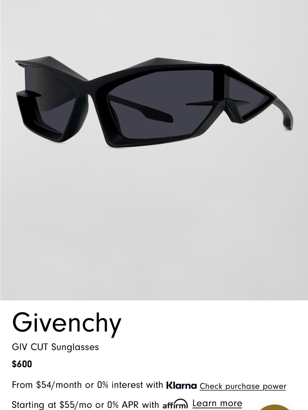 Givenchy Black Angular GIV CUT Sunglasses
